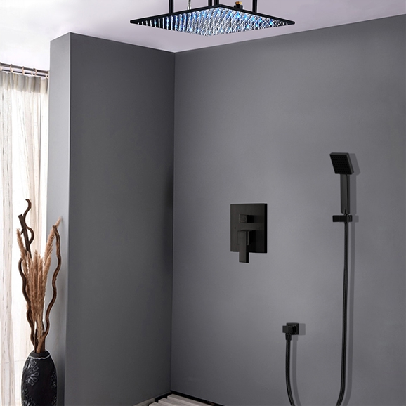 Luna Modern Design Oil Rubbed Bronze Square Color Changing LED Rain Shower Set